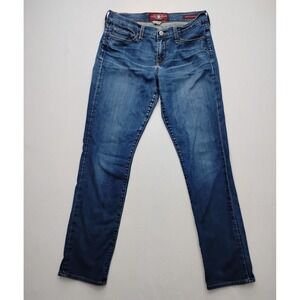 Lucky Brand Sofia Straight Jeans Women 8/29 Regular Blue Denim Whisker Low Rise